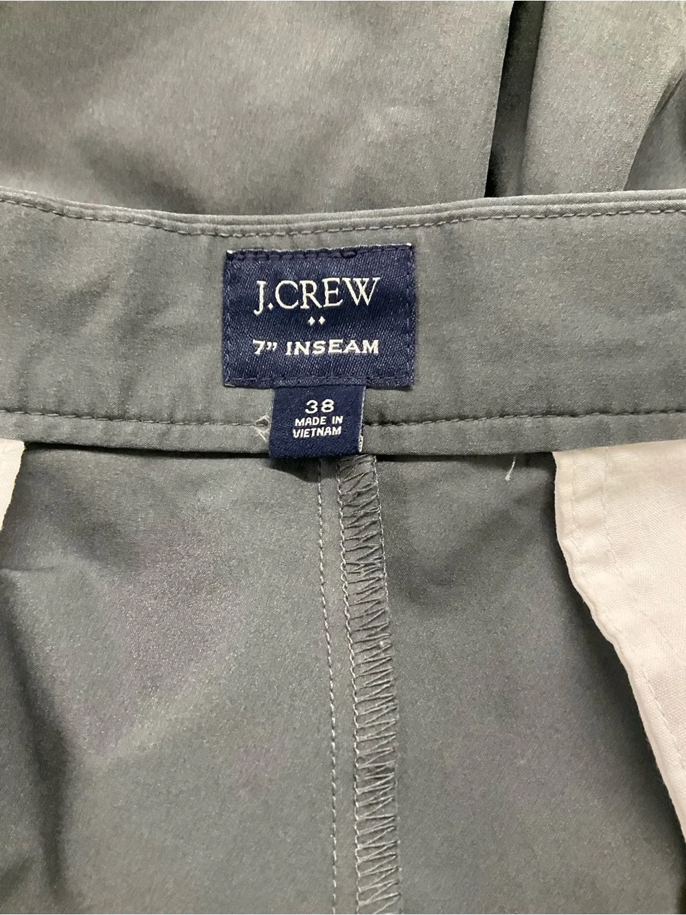J. Crew 7'' Tech Shorts Smokey Blue Gray Stretch Chino Preppy Gorpcore Golf 38